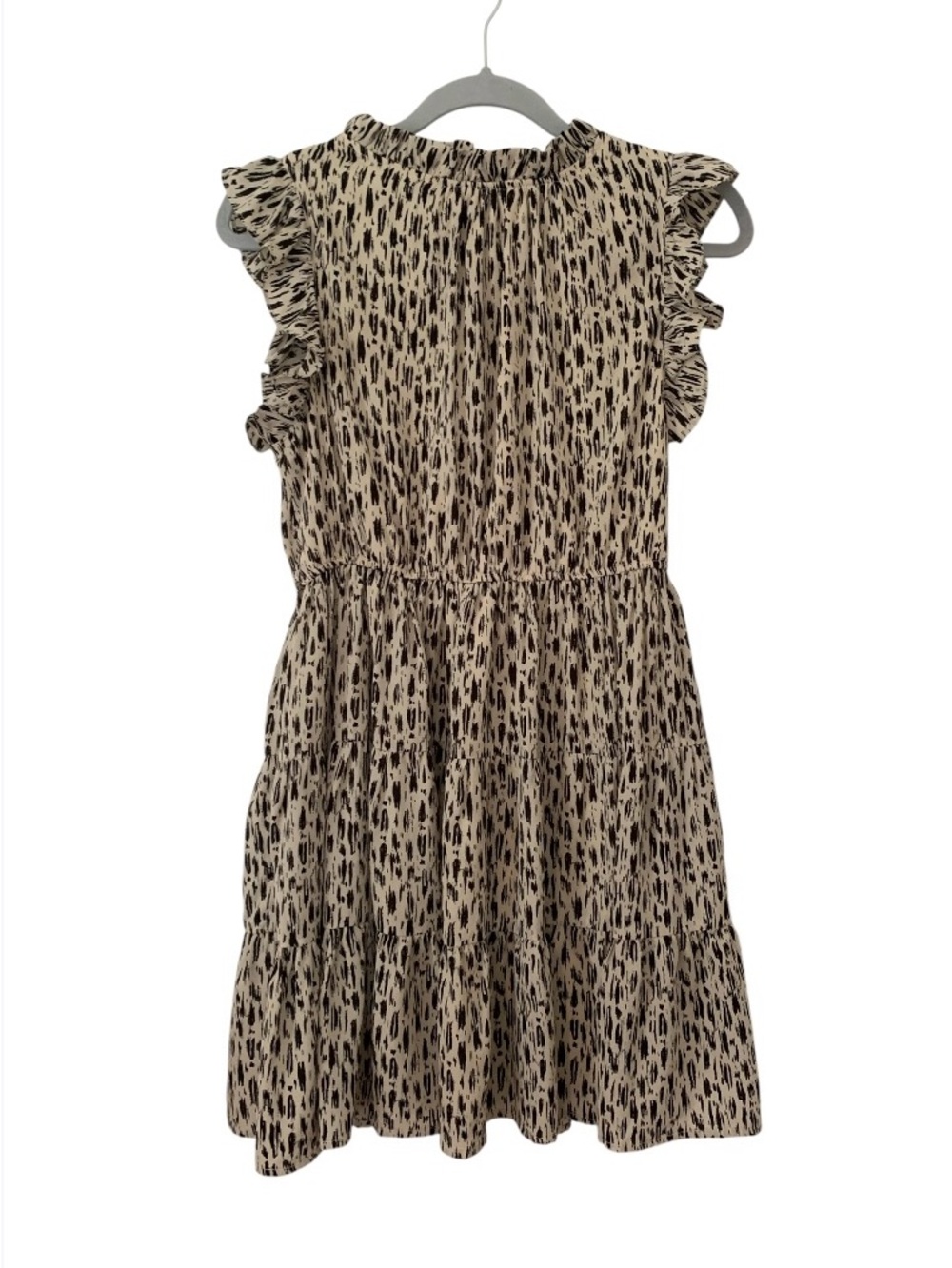 Jodifl Black White Abstract Animal Print Ruffle Tiered Mini Dress Small S
